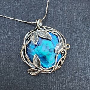 Blue Abalone Shell Leaf Pendant 🍃